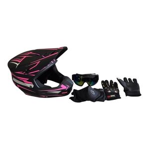 Full-Face Helmet Accessory Set in Black and Pink
